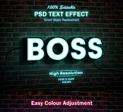 3D立体的霓虹灯字效PSD模板：Neon Light Sign 3D Mock-up PSD Text Effect